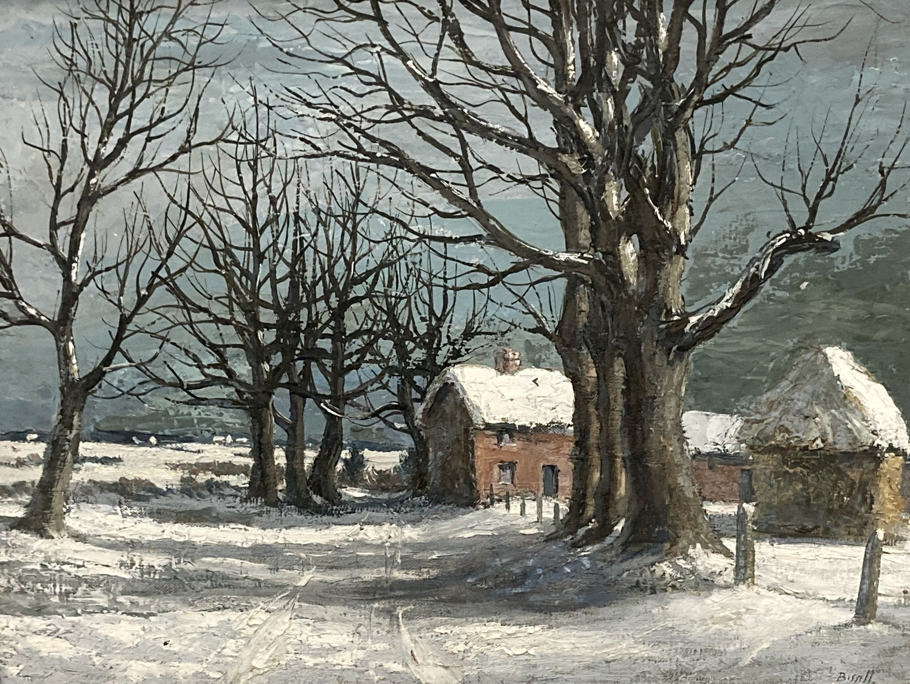 George William Bissell (1896-1973), oil on canvas, Winter landscape, signed, 33 x 43cm
